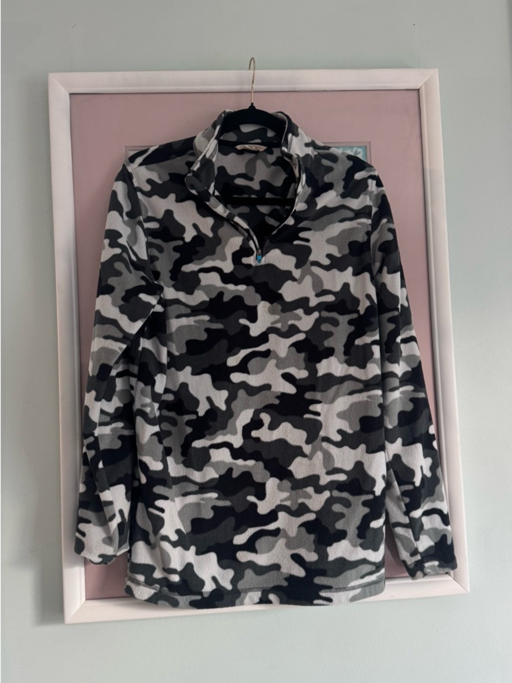 Lands' End Black & Gray Camo Quarter-Zip Hoodie